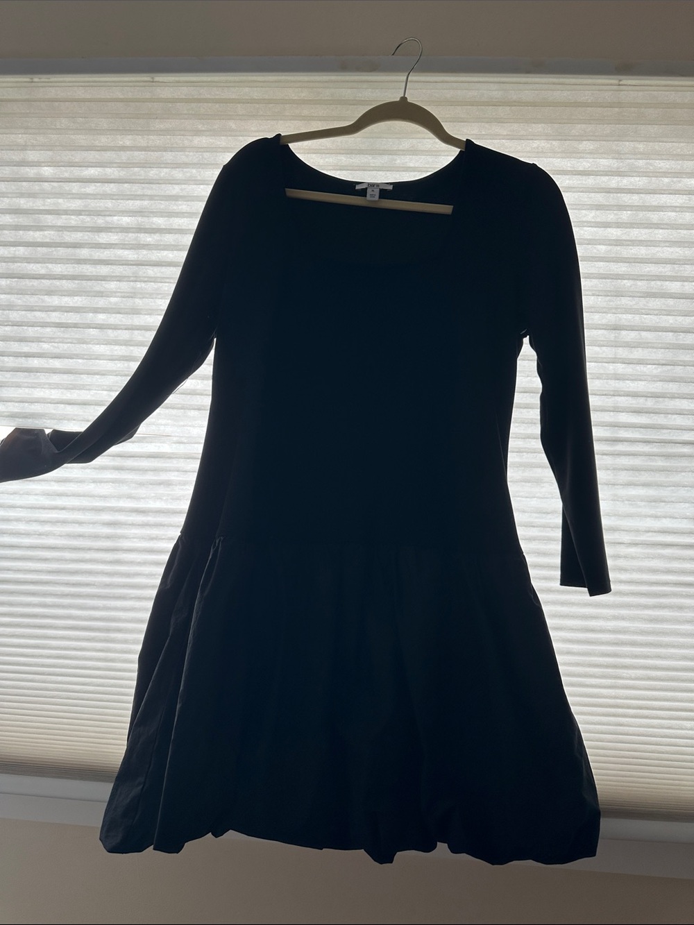 Bar III Black Long-Sleeve Tiered Scoop-Neck Dress size xl mini dress
